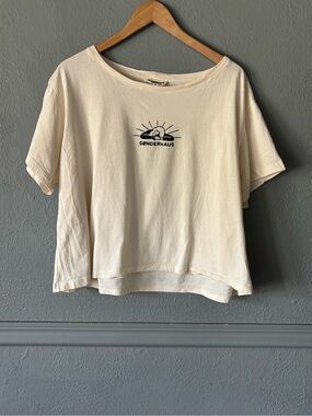 Sonderhaus Boxy Cropped Graphic Tee Cream Cotton 2XL